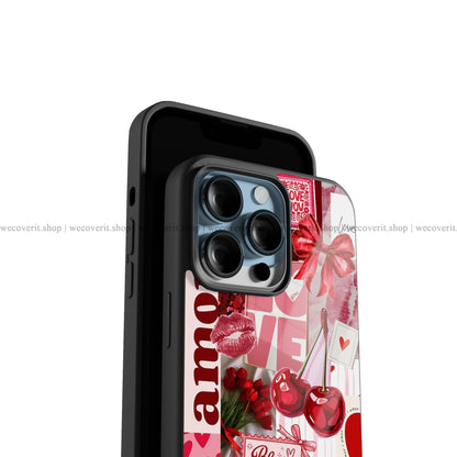 Cherry Love Notes Collage Premium Glossy Phone Cover