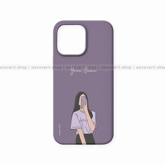 Purplee Selfie Girl Illustration Name Mobile Cover