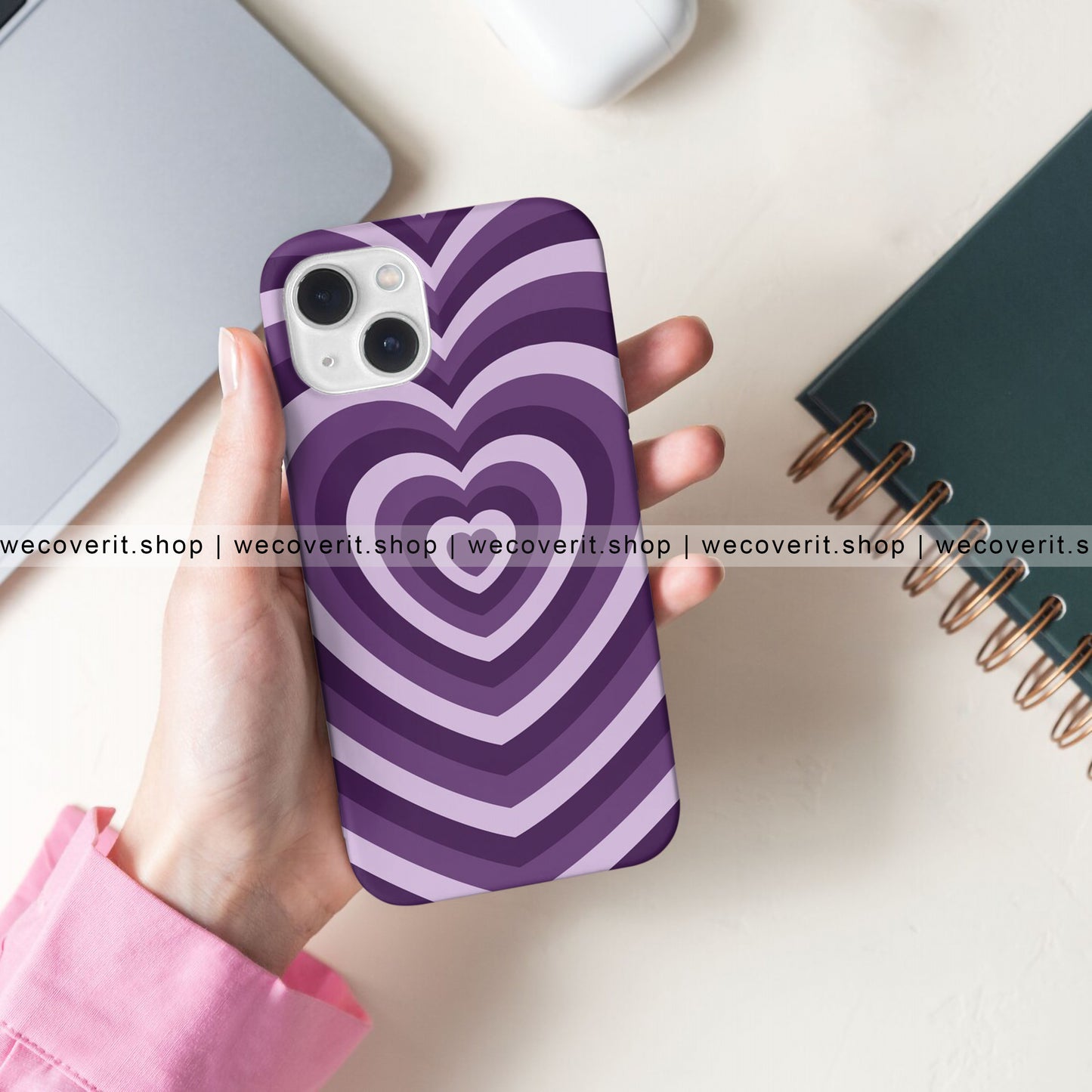 Purple Heart Pattern Abstract Mobile Cover