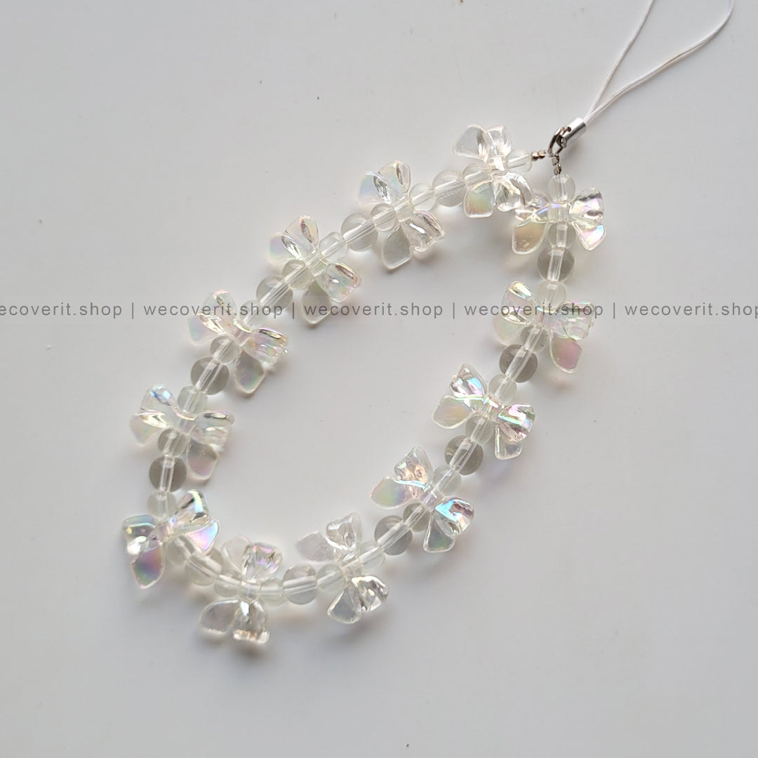 Tiny Bow with Crystal Beads Mobile Charm