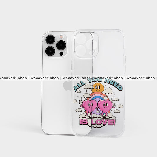 All You Need Is Love Retro Vector Art Clear Transparent Cover