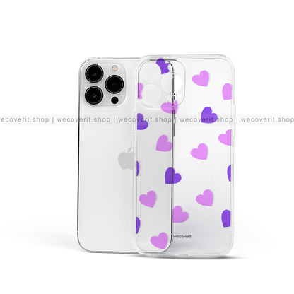 Purple Heart Pattern Clear Transparent Mobile Cover