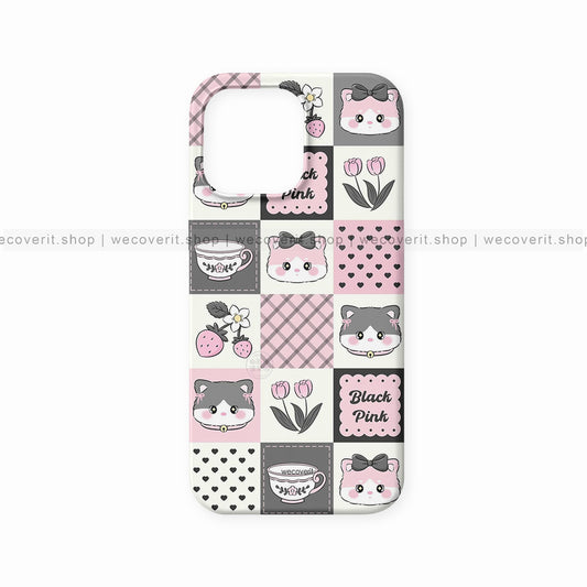 Black & Pink Kawai Mobile Cover