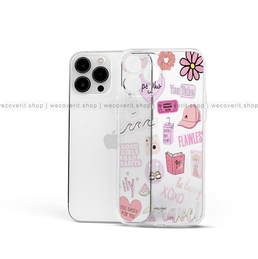 Pink Aesthetic Transparent Mobile Cover