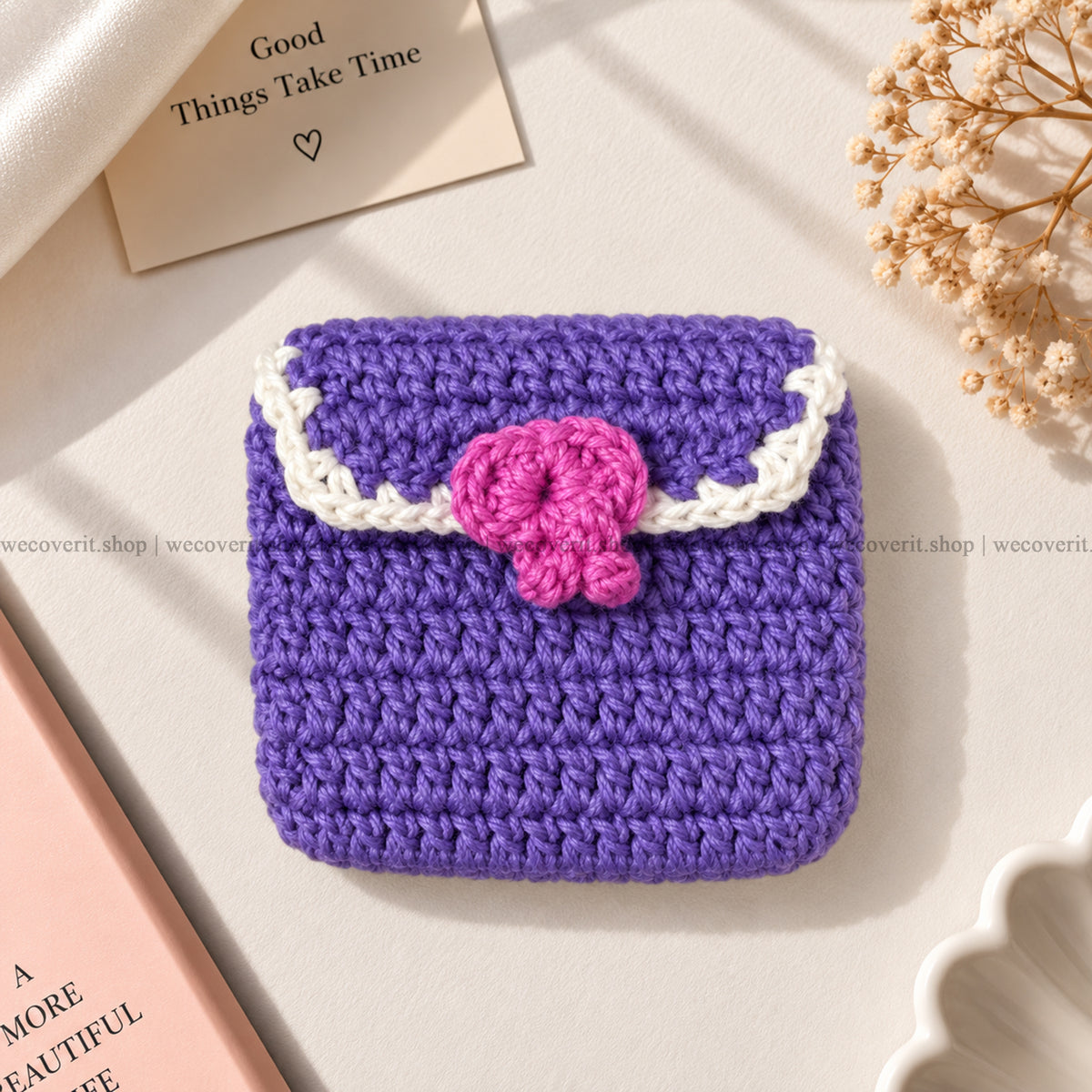 Crochet Purple Earphones Case