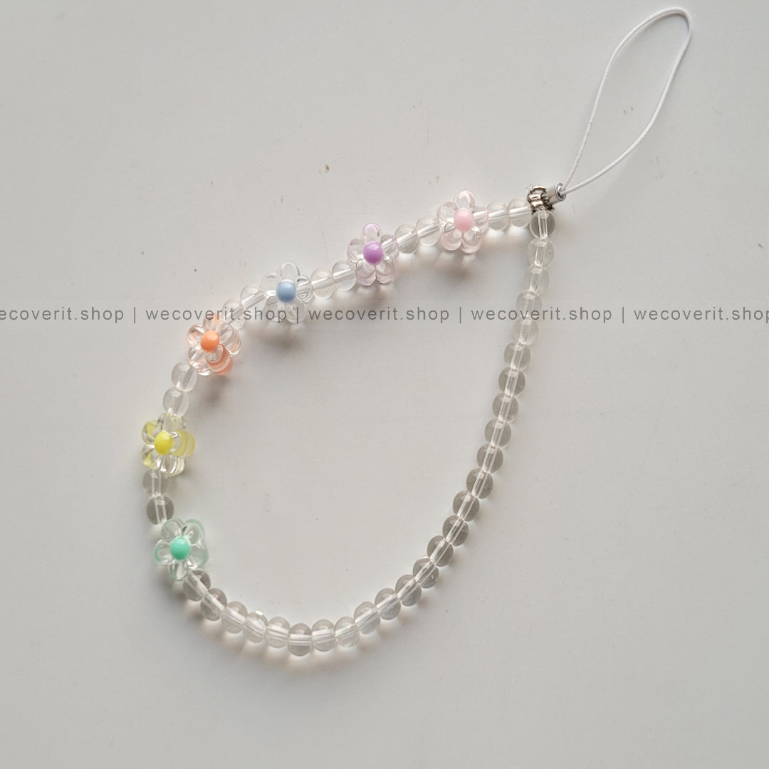 Rainbow Floral with Crystal Beads Mobile Charm