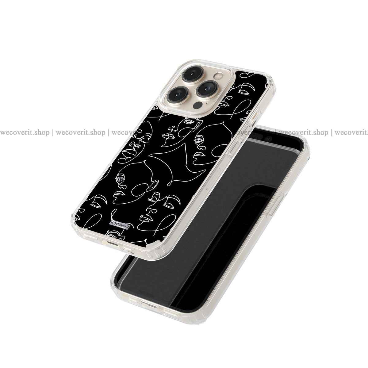 Black And White Line Faces Abstract Art Soft Mobile Cover