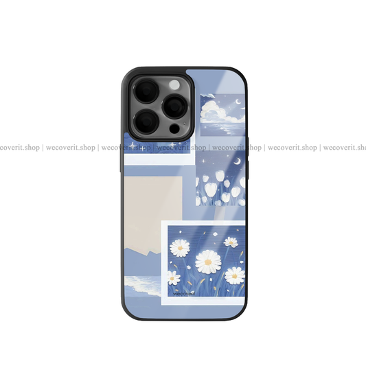 Blue Aesthetic Flower Premium Glossy Phone Cover