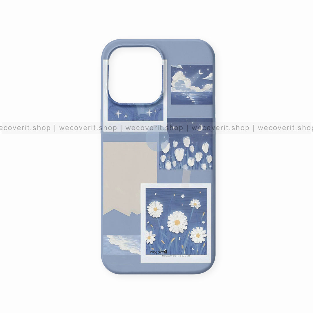 Blue Aesthetic Flower Mobile Cover