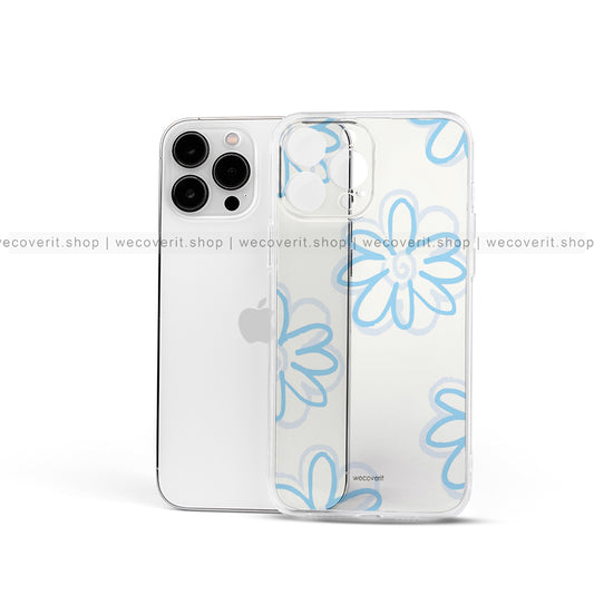 Blue Flowers Transparent Mobile Cover