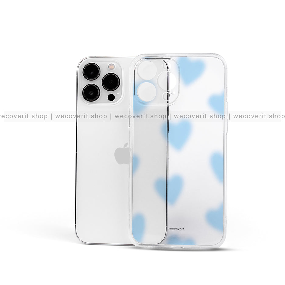 Blue Hearts Transparent Mobile Cover