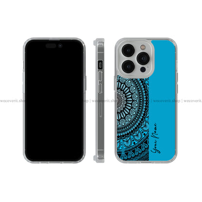Blue Mandala Art Name Soft Mobile Cover