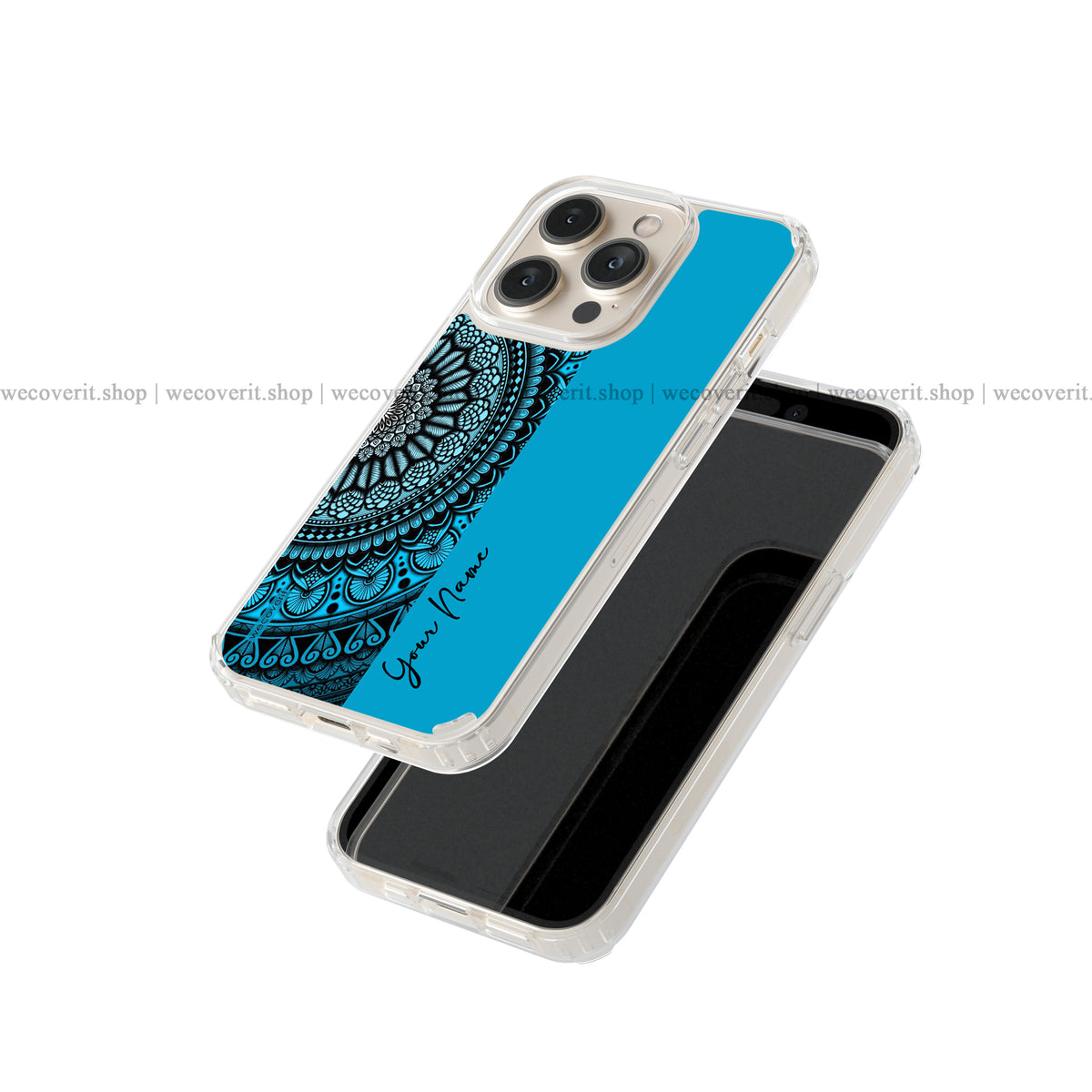 Blue Mandala Art Name Soft Mobile Cover