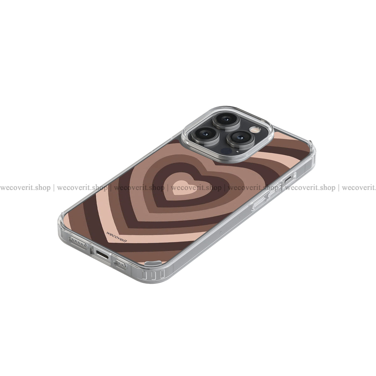 Brown Color Heart Pattern Soft Mobile Cover