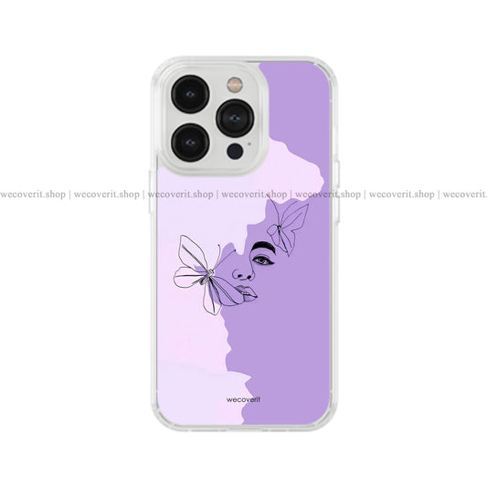 Face Line Art With Butterfly Abstract Art Soft Mobile Cover