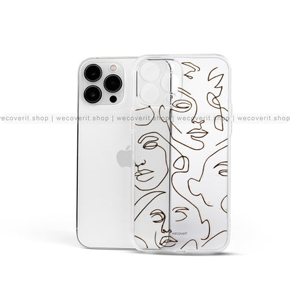 Face Outlines Transparent Mobile Cover