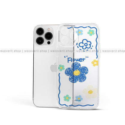 Floral Crayon Art Transparent Mobile Cover