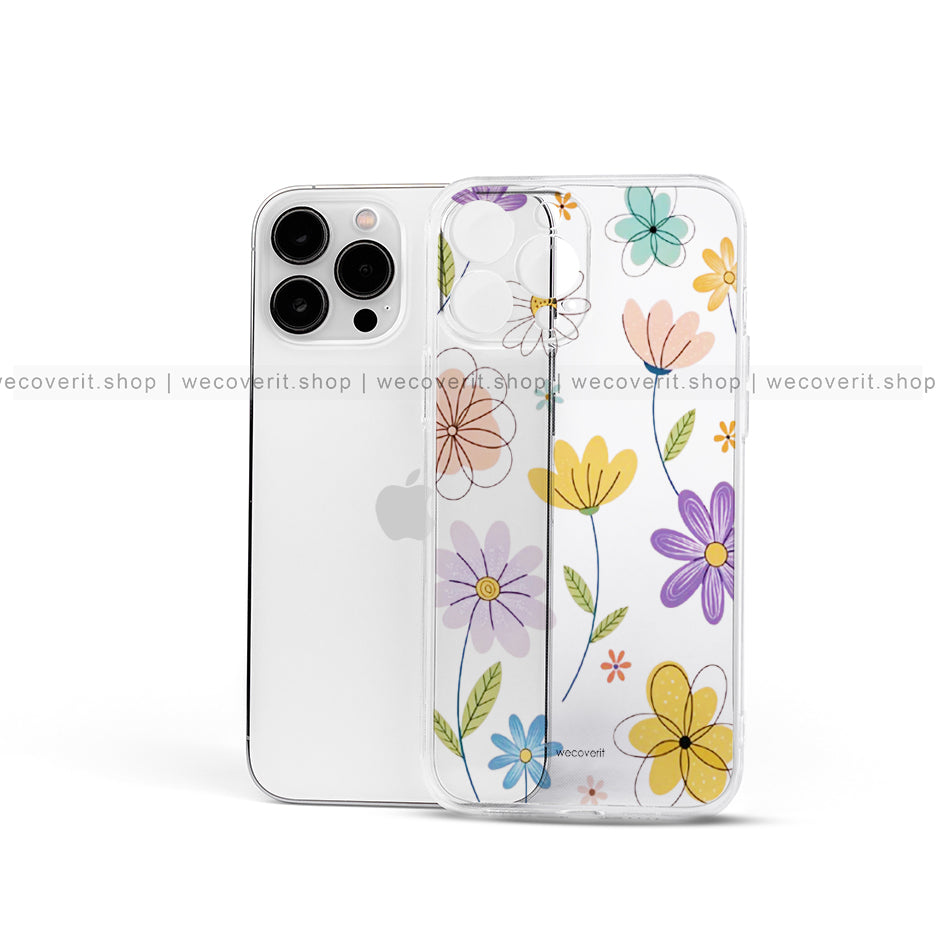 Floral Pattern Transparent Mobile Cover