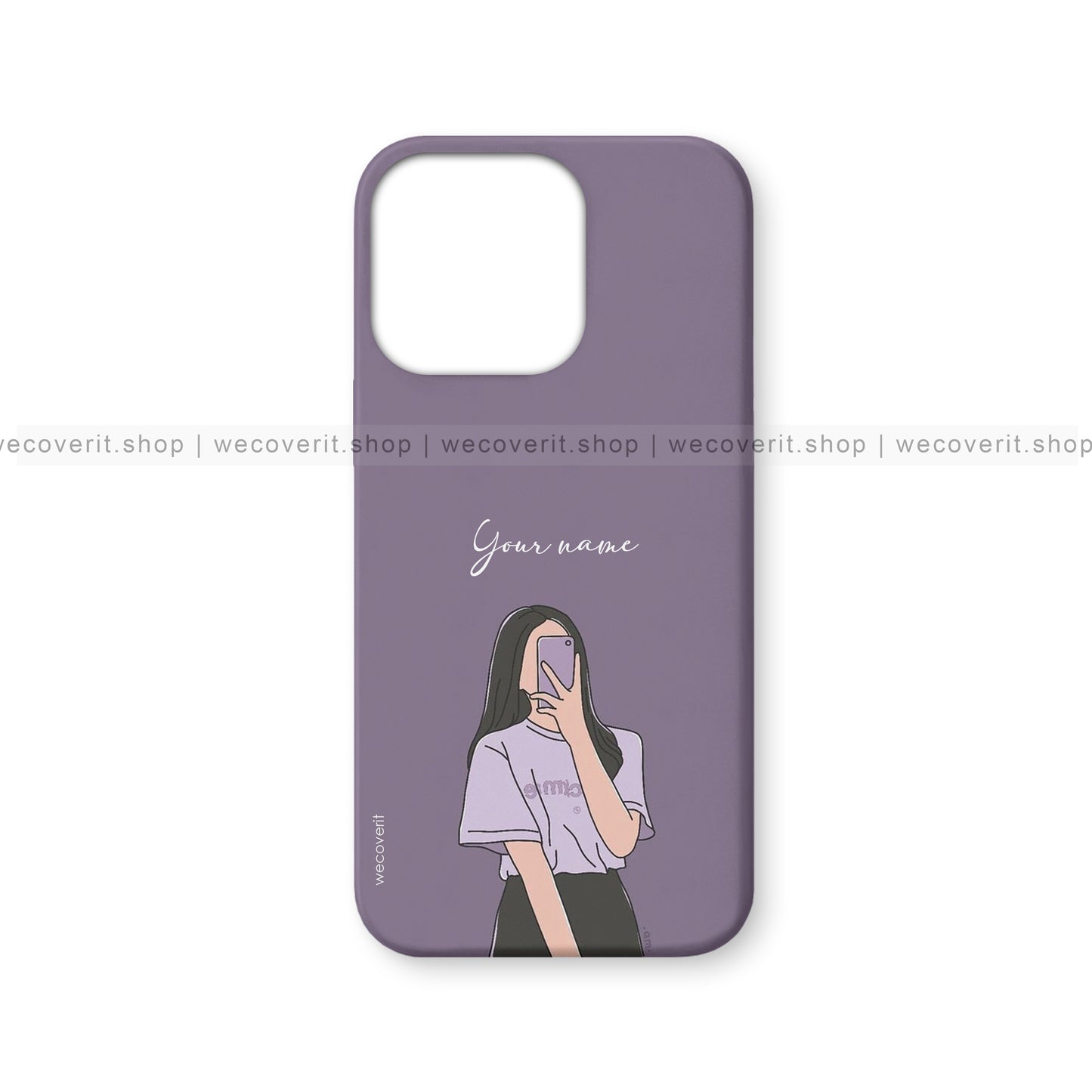 Purplee Selfie Girl Illustration Name Mobile Cover