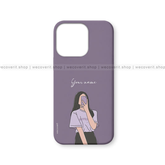 Purplee Selfie Girl Illustration Name Mobile Cover