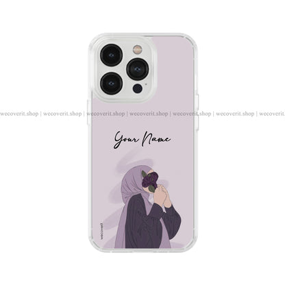 Hijabi Girl With Flower Girl Illustration Soft Mobile Cover
