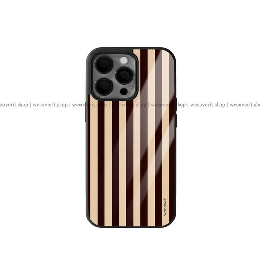 Latte Stripe Aesthetic Premium Glossy Phone Cover