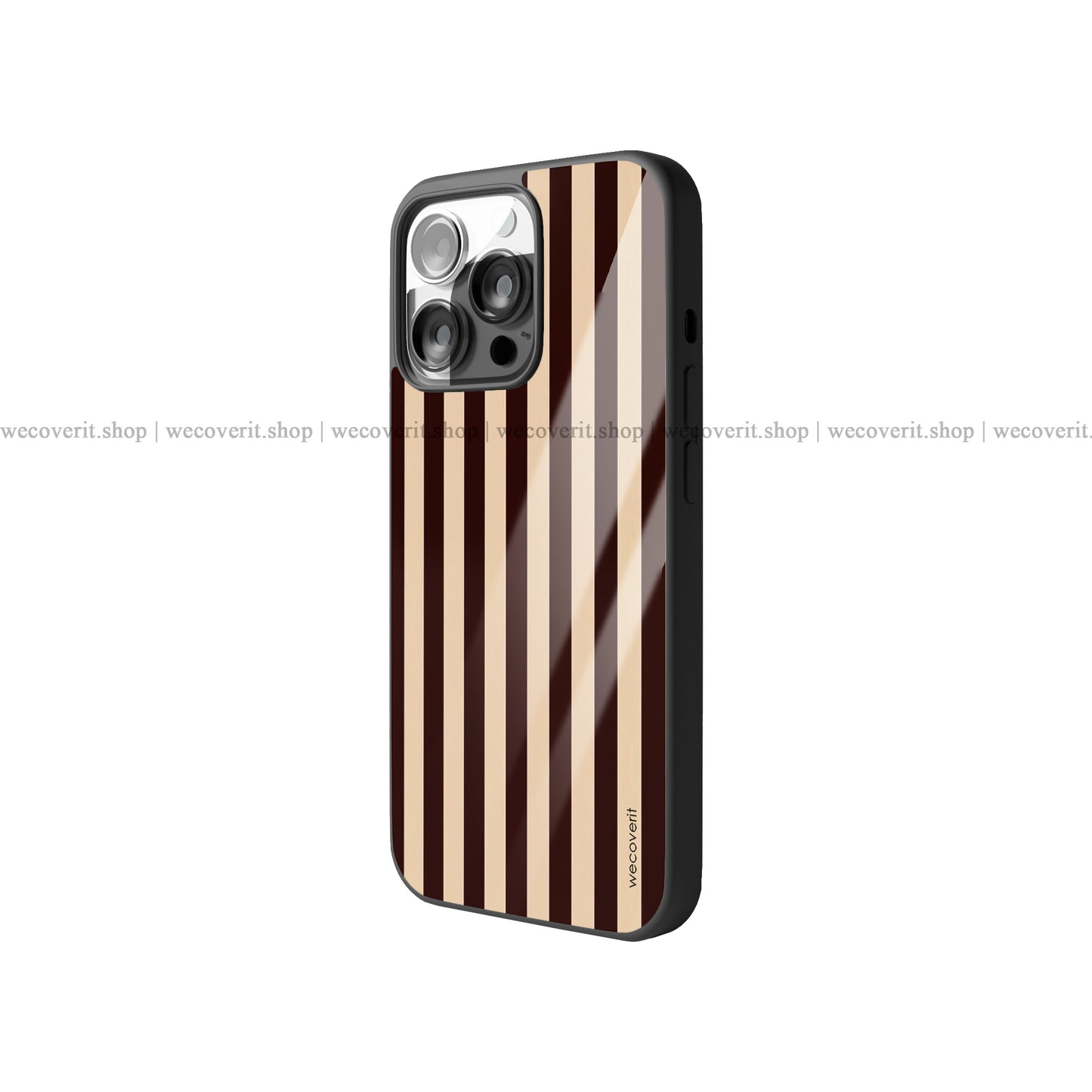 Latte Stripe Aesthetic Premium Glossy Phone Cover