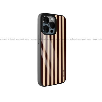 Latte Stripe Aesthetic Premium Glossy Phone Cover