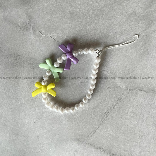 Pastel Bow with Pearl Mobile Charm