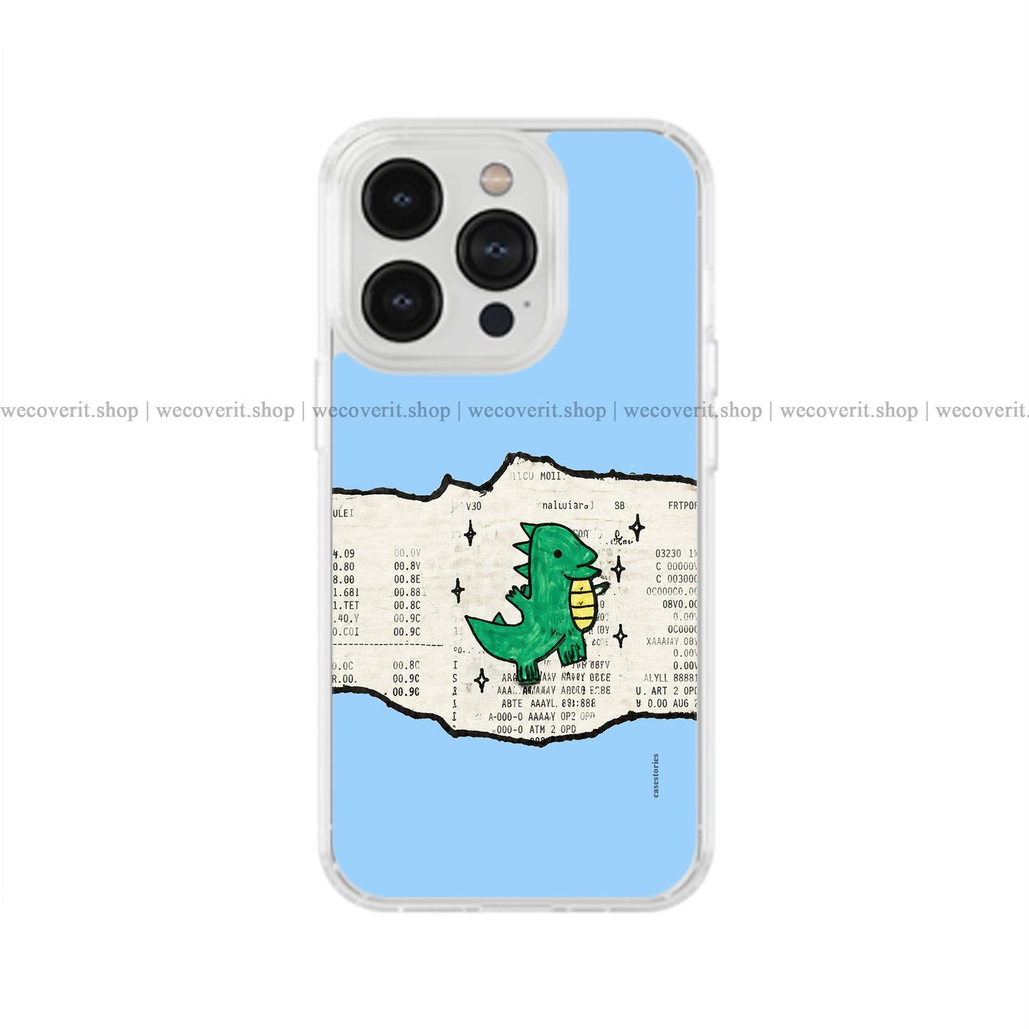 Paper Dino Blue Transparent Mobile Cover