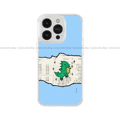 Paper Dino Blue Transparent Mobile Cover