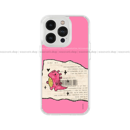 Paper Dino Pink Transparent Mobile Cover