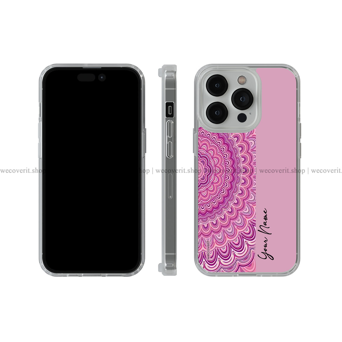 Pink Mandala Art Name Soft Mobile Cover