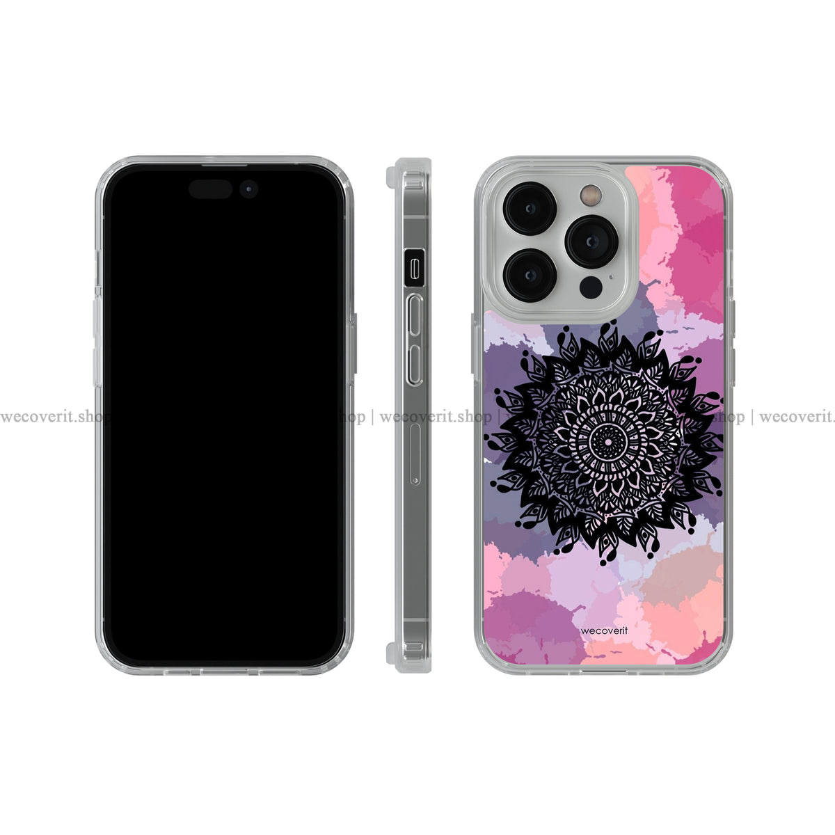 Pink Purple Splash Fluid Mandala Art Soft Mobile Cover