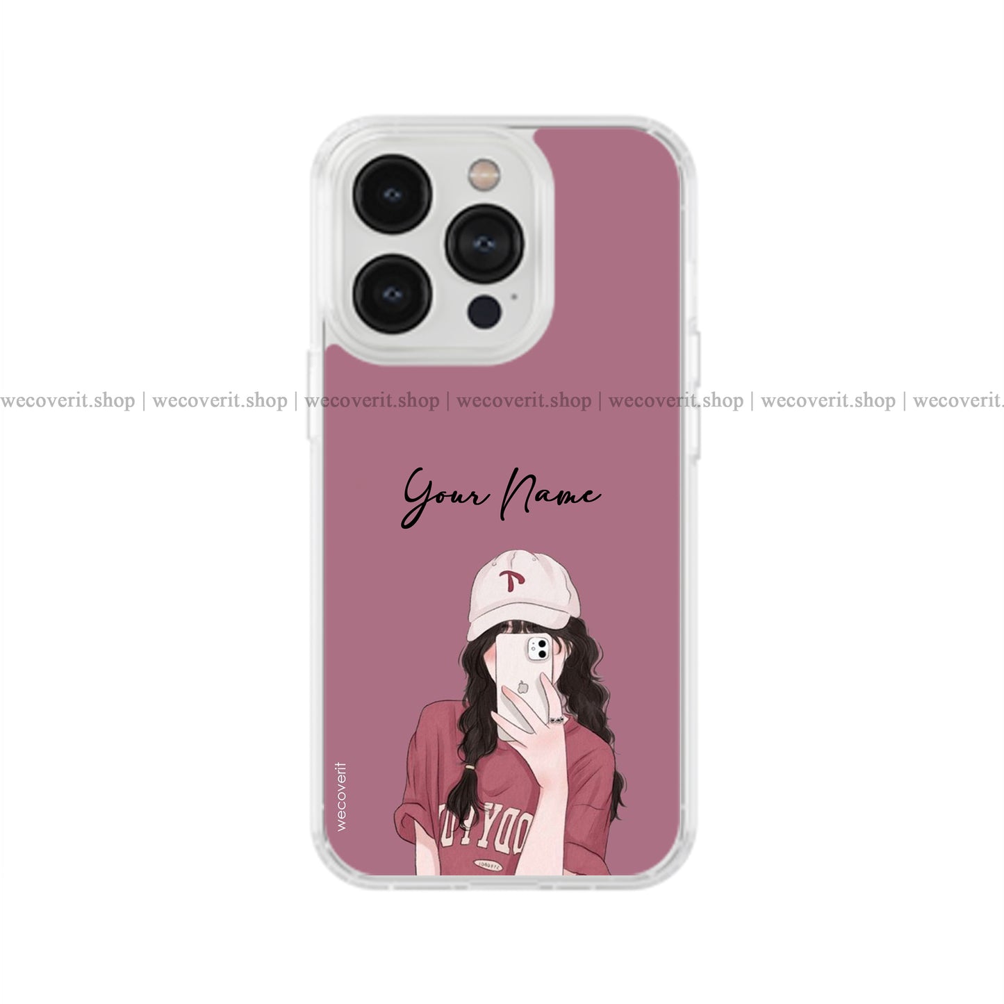 Purple Selfie Girl Illustration Name Soft Mobile Cover