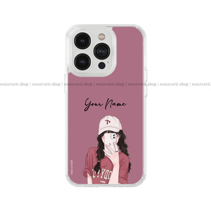 Purple Selfie Girl Illustration Name Soft Mobile Cover