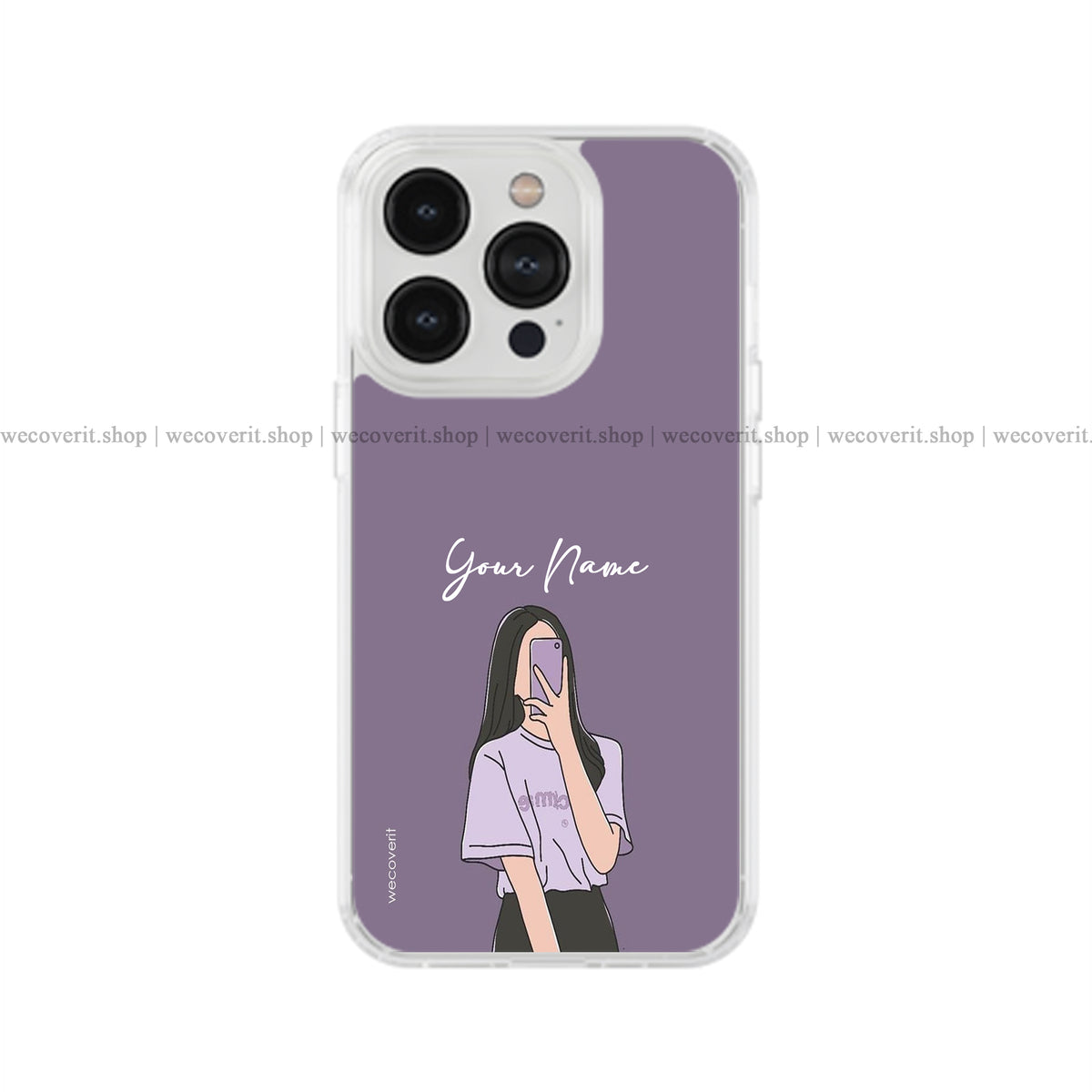 Purplee Selfie Girl Illustration Name Soft Mobile Cover