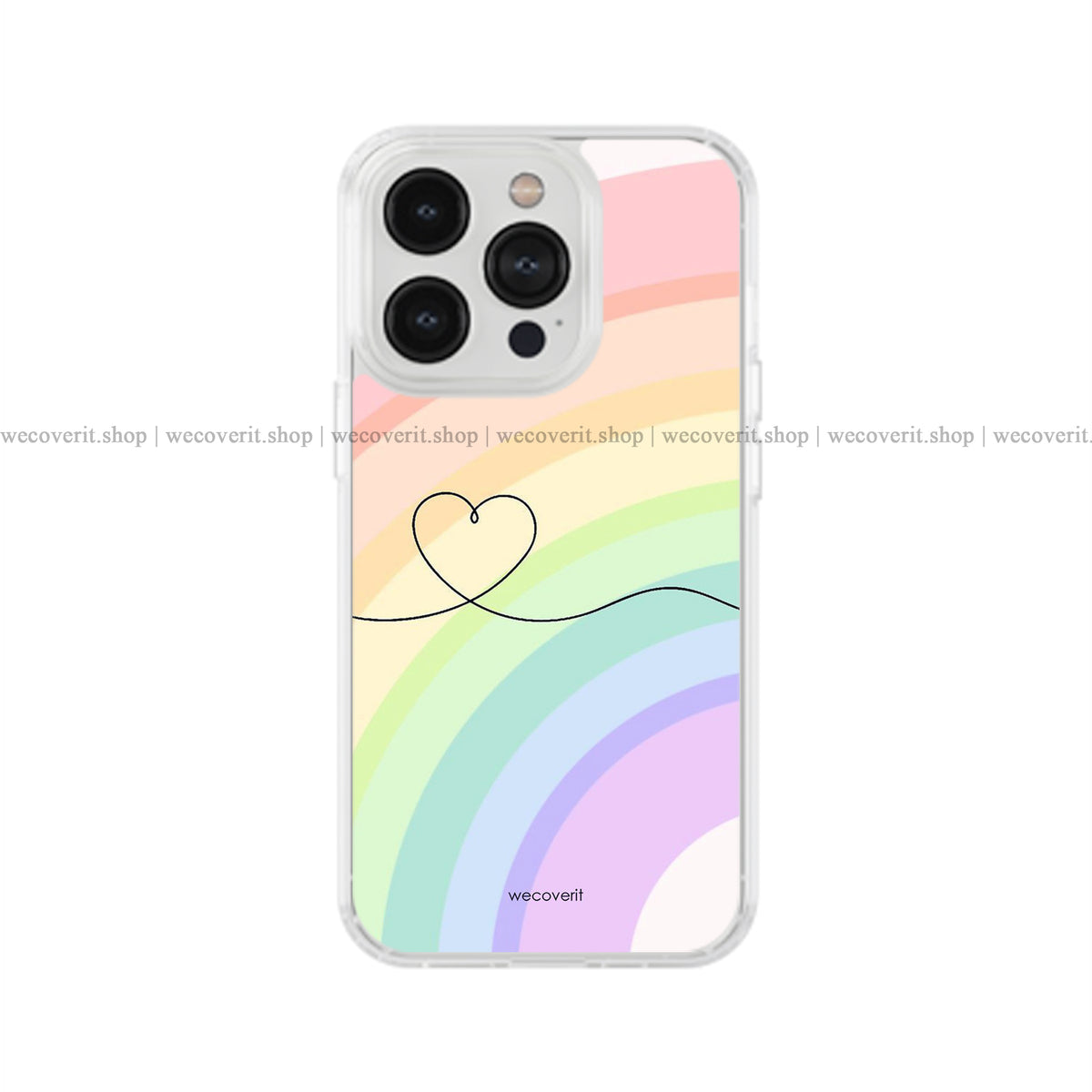 Rainbow with Heart Abstract Art Soft Mobile Cover