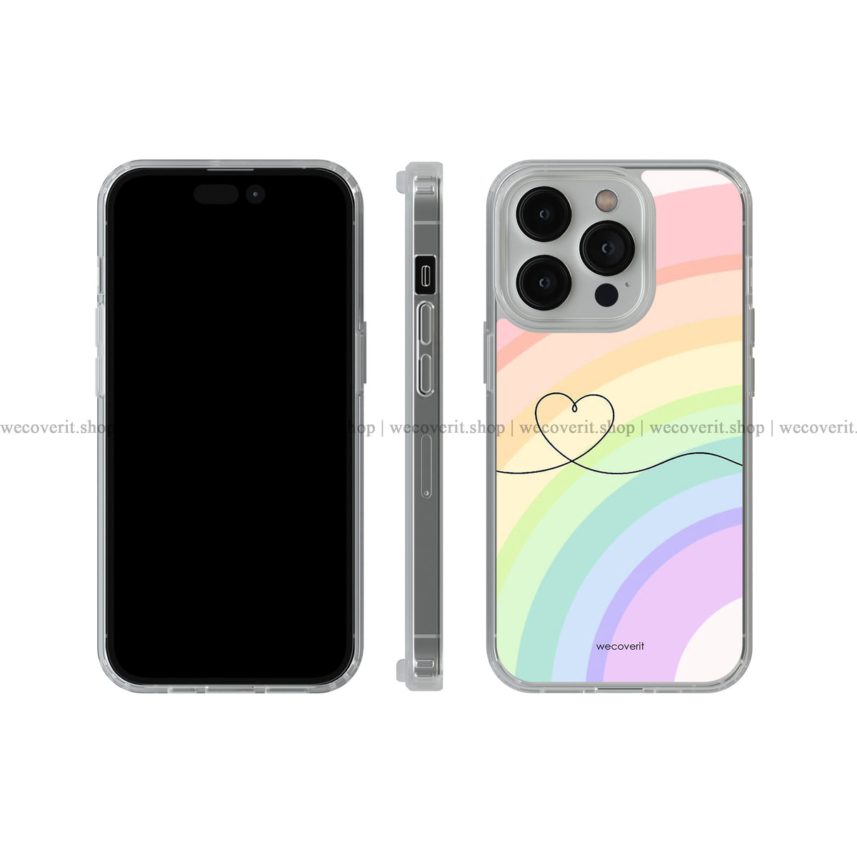 Rainbow with Heart Abstract Art Soft Mobile Cover