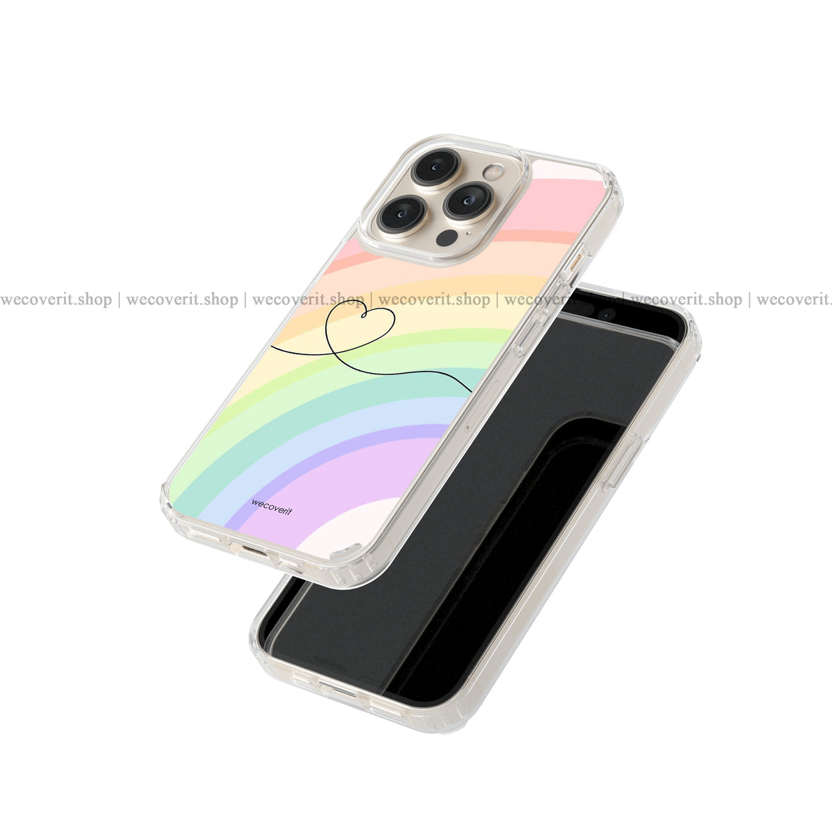Rainbow with Heart Abstract Art Soft Mobile Cover