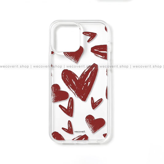 Red Hearts Transparent Mobile Cover