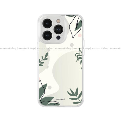 Simple Green Leafs Abstract Art Soft Mobile Cover