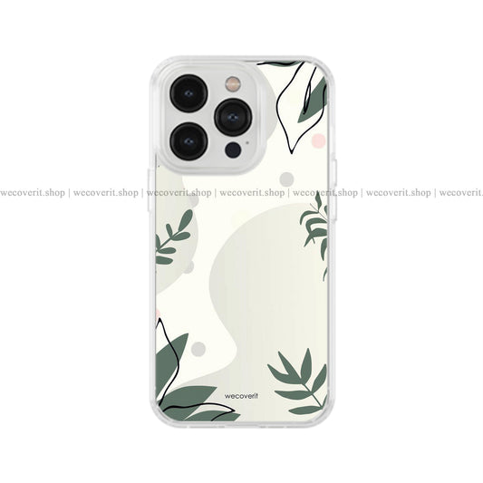 Simple Green Leafs Abstract Art Soft Mobile Cover
