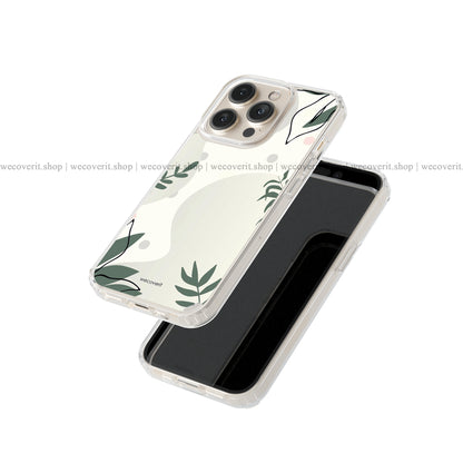 Simple Green Leafs Abstract Art Soft Mobile Cover