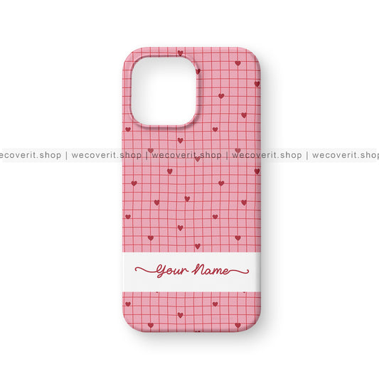 Sparkling Hearts Custom Name Mobile Cover