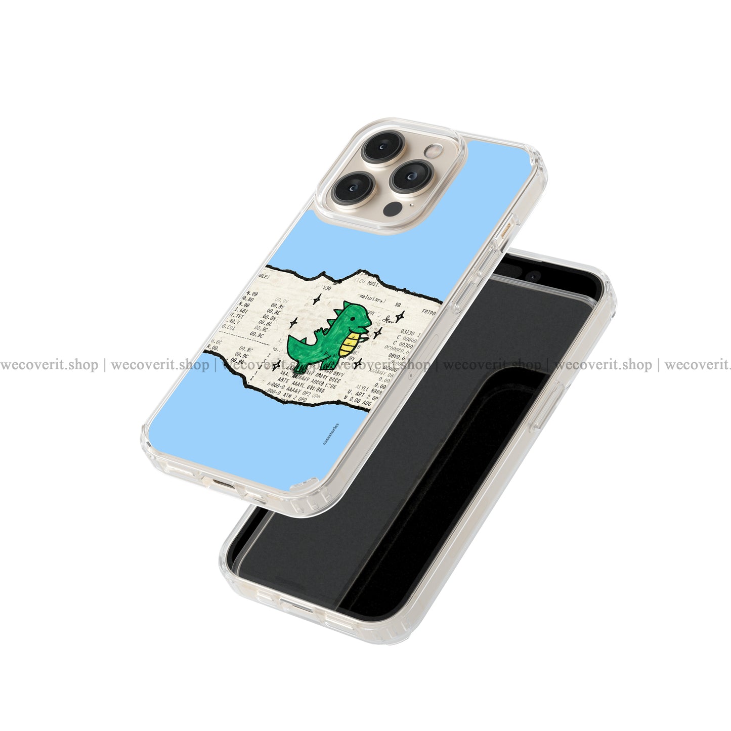 Paper Dino Blue Transparent Mobile Cover