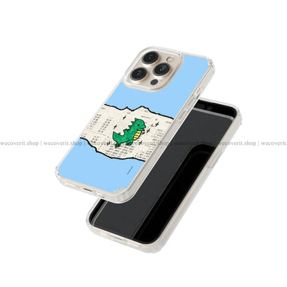 Paper Dino Blue Transparent Mobile Cover